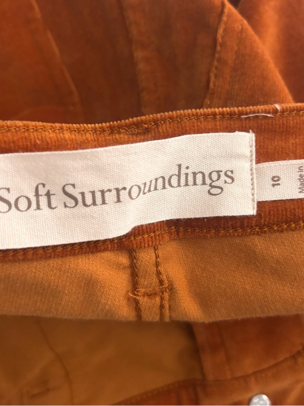 Soft Surroundings Women's Size 10 Orange Corduroy Skinny Pants - Picture 2 of 4